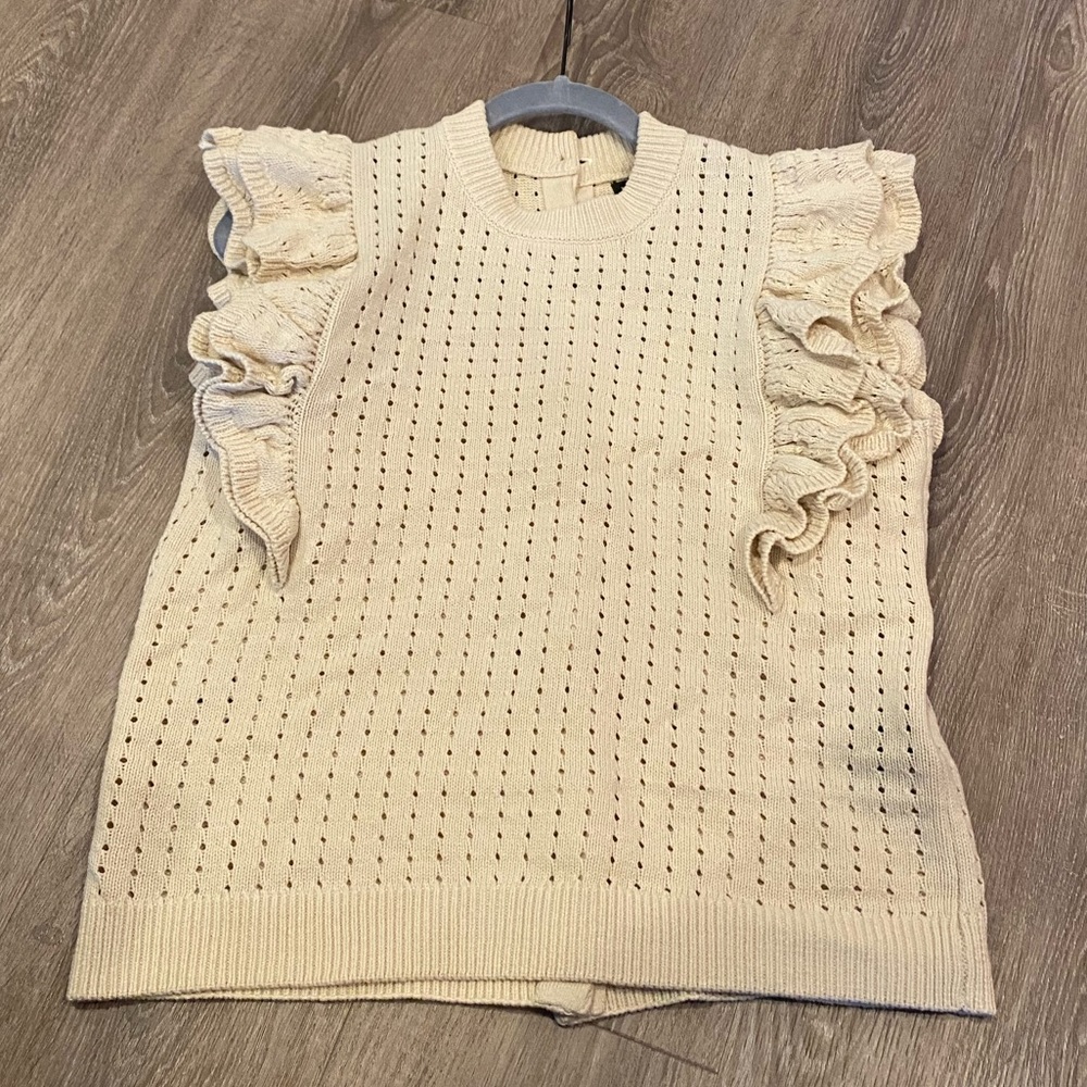 Who What Wear Oatmeal Knit Sleeveless Sweater